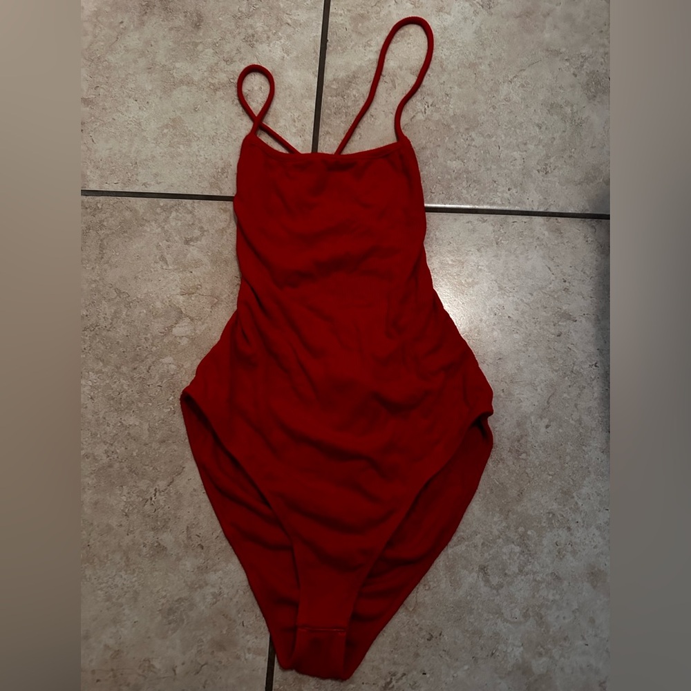 by the way. Vibrant Red Strappy Swimwear